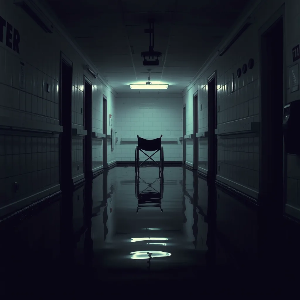 Abandoned hospital hallway