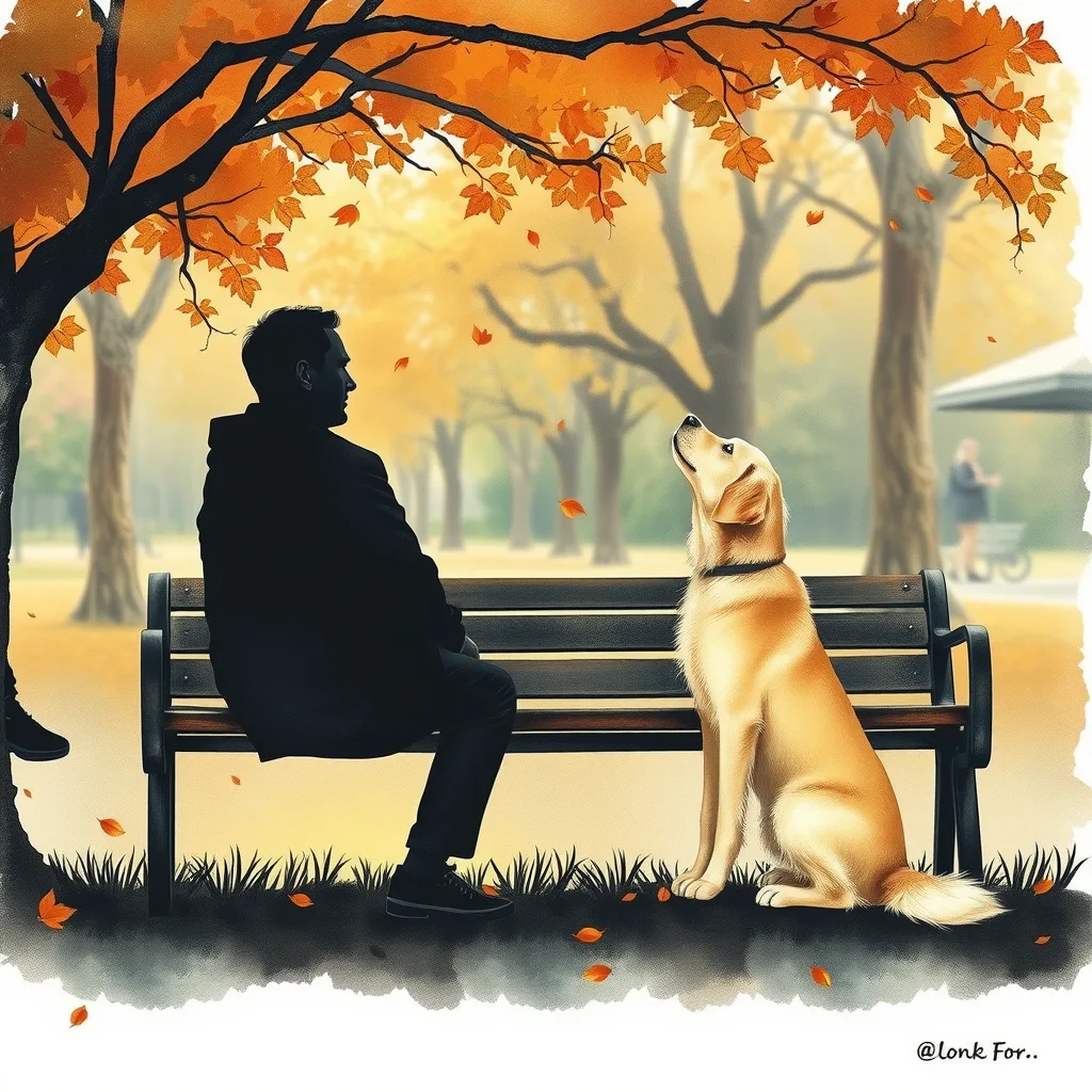 Ghost dog on park bench memorial